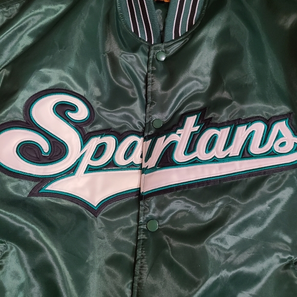 Vintage Spartans Satin Bomber Varsity Jacket Size XL - Picture 3 of 8